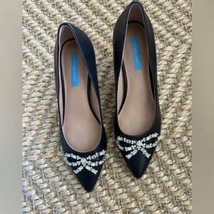 Draper James Belle Meade Black Jeweled Toe Heel Black Leather size 10